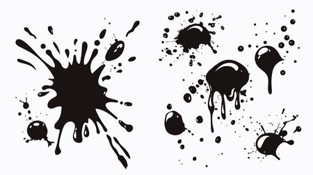 Abstract Hand-drawn Ink Splatter Illustration with Vibrant Splash Symbolのイラスト素材