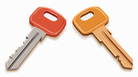 Silver Keys to a House or Apartment on a Pristine White Backgroundのイラスト素材