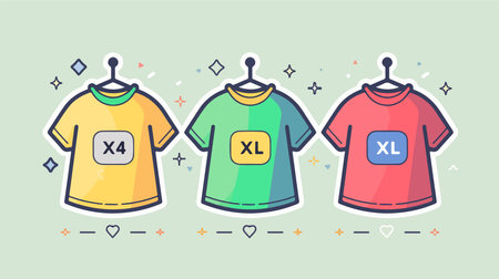 Enlarged XL Size Clothing Label Icon with Light Background and Apparel Symbolのイラスト素材
