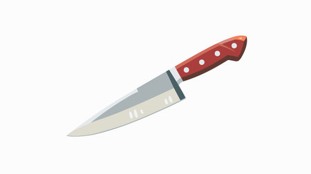 Red Wooden Handled Knife Isolated on White Background, 3D Render