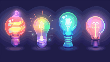 Modern Neumorphic Lamp Icon for Web and App Designのイラスト素材