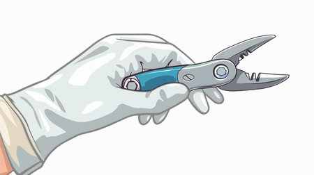 Male Hand in White Glove Using Adjustable Pliers for Precise Workのイラスト素材