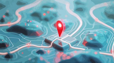 Modern Map with Pin Icon in Distinctive Neumorphism Style for Business Presentations