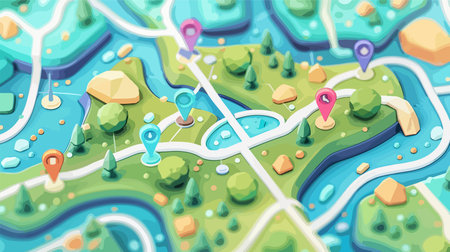 Modern Map with Pinpoint in Soft and Subtle Neumorphism Style for Businesses