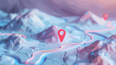 Modern Map with Pin Icon in Distinctive Neumorphism Style for Business Presentationsのイラスト素材