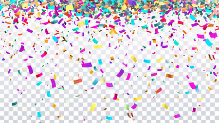Multicolored Confetti Celebration Exploding in a Transparent Backgroundのイラスト素材