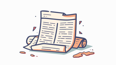 White Background Newspaper Icon with Article Symbolのイラスト素材