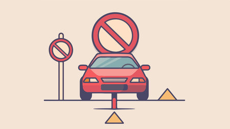 No Car Allowed - Red Prohibition Sign for Vehiclesのイラスト素材