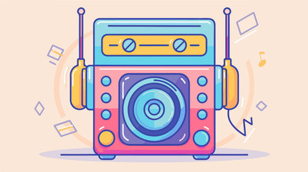 Minimalist Music Player Interface Icon with Podcast Symbol on Light Backgroundのイラスト素材