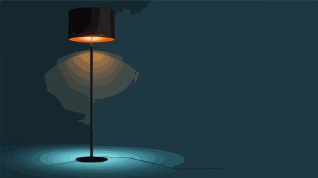 Modern Floor Lamp with Minimalist Design on White Backgroundのイラスト素材
