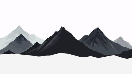 Silhouettes of Majestic Mountains Standing Tall on a Pristine White Backgroundのイラスト素材