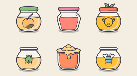 Golden Honey Jar on a Bright Background: A Symbol of Sweetness and Nature's Delightsのイラスト素材