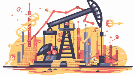 Surging Oil Prices and the Global Energy Crisis Embodied by a Symbolic Oil Barrelのイラスト素材