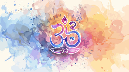 Psychedelic Om Symbol in Vibrant Watercolor Style