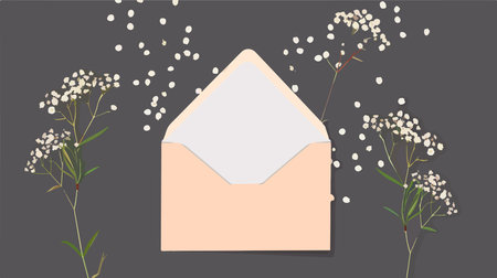 Top View of an Open Blank Envelope with a Gray Backgroundのイラスト素材