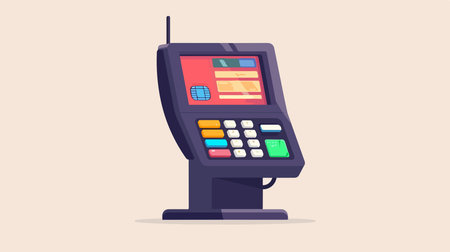 Isolated POS Terminal Icon in Flat Style on Transparent Backgroundのイラスト素材
