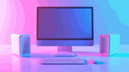 Neumorphic Style PC Icon for UI UX Interfaces