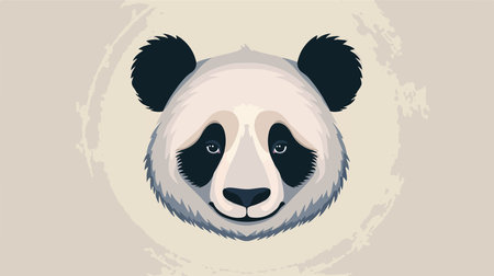 Panda Face Icon on Light Background: Symbol of Chinaのイラスト素材