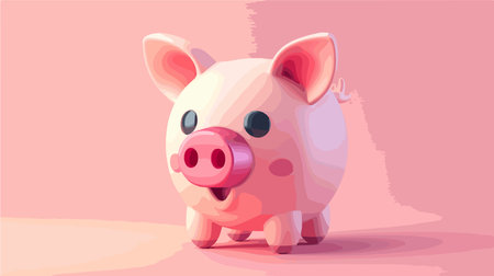 Three-Dimensional Piggy Bank Icon in Neumorphism Design for Businessのイラスト素材