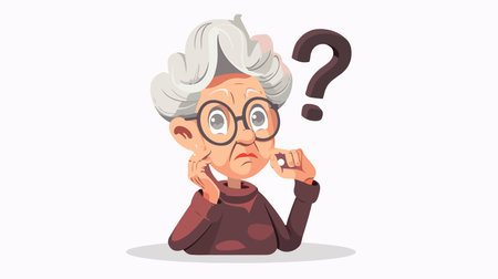 Contemplative Grandmother with Glasses Pondering a Questionのイラスト素材