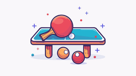 White Background Ping Pong Ball and Paddles Icon for Sports Competitions