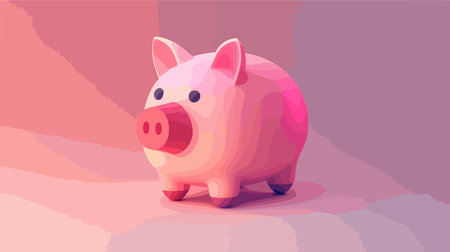Three-Dimensional Piggy Bank Icon in Neumorphism Design for Businessのイラスト素材