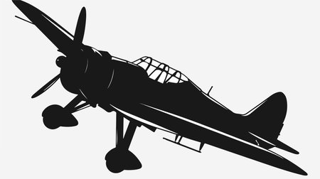 Black Silhouette of an Airplane in Flight in Vector Formatのイラスト素材