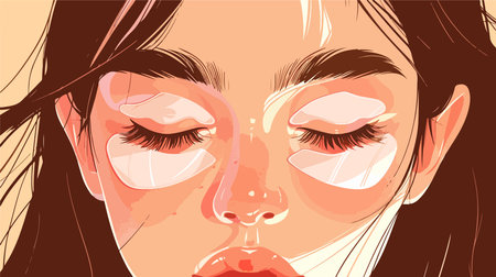Digital Illustration of Face with Under-Eye Patchesのイラスト素材