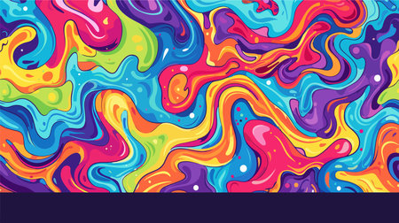 Seamless Psychedelic Waves with Vibrant Hippie Colorsのイラスト素材