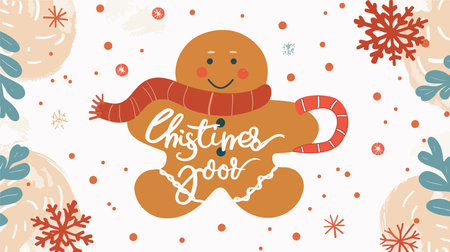 Postcard Featuring a Gingerbread Man with a Heartwarming Holiday Message