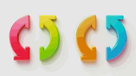 Square Icon with Isolated Refresh Arrow Circle in Colorful Gradientのイラスト素材
