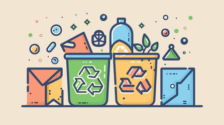 Reusable Materials Recycling Icon on Light Background, Promoting Eco-Friendly Practicesのイラスト素材