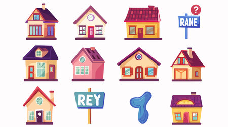 Realistic Rent Signs on a Pristine White Background for Effective Marketingのイラスト素材