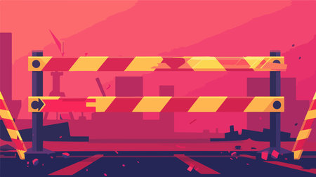 Caution Tape Restricting Access to Restricted Area with Warning Messageのイラスト素材