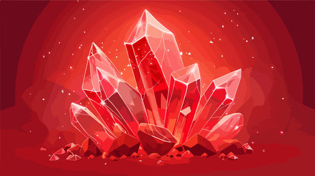 Vibrant Red Crystal in Cartoon Vector Illustrationのイラスト素材