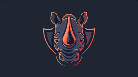 Majestic Rhino Head Emblem Symbolizing Strength and Wildlife Conservationのイラスト素材