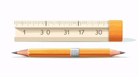 High-Definition Neumorphism Pencil and Ruler Vector Icons for Designのイラスト素材