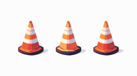 Modern Road Cone Icon with Neumorphism Design for Business Presentationsのイラスト素材