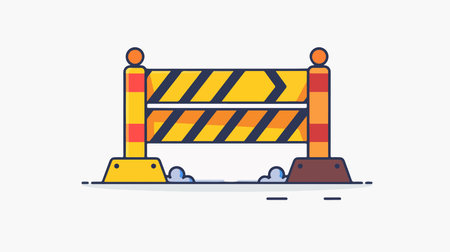 Warning: Road Barrier Ahead on Light Background Signaling Hazardのイラスト素材