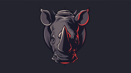 Majestic Rhino Head Design Symbolizing Strength and Wildlife Conservationのイラスト素材