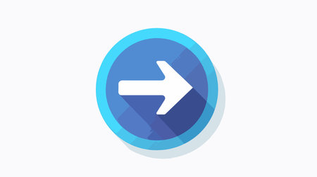 Blue Circle with Right Arrow Icon on White Canvasのイラスト素材