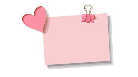 Delicate Pink Note with a Heart-Shaped Paperclipのイラスト素材