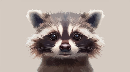 Cartoon Vector Illustration of a Cute Raccoon with Big Eyes and a Smileのイラスト素材