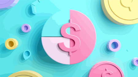 Gradient Percent Icon in Vibrant Neumorphism Design for Business Presentationsのイラスト素材
