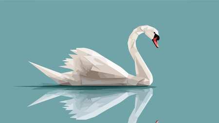 Artistic Paper Swan Sketch in Cartoon Vector Style with Unique Designのイラスト素材