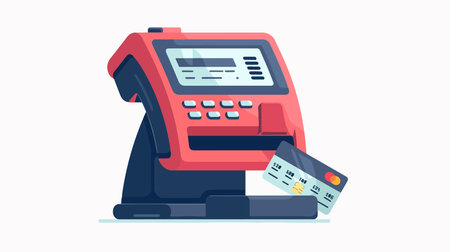 Isolated POS Terminal Icon in Flat Style on Transparent Backgroundのイラスト素材