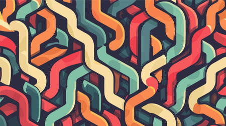 Intricate Seamless Labyrinth Pattern in Cartoonish Vector Illustration