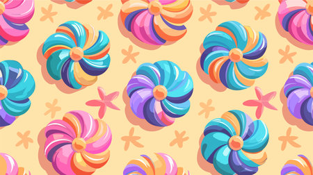 Seamless Pattern of Colorful Vectorial Wind Spinnersのイラスト素材