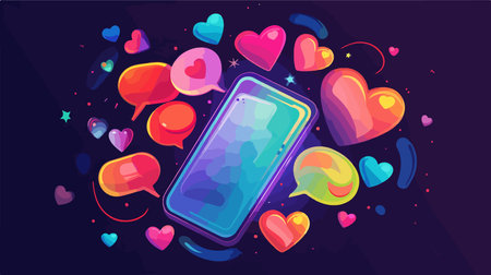 Communicating Through the Digital Realm: Smartphone and Social Network Connectionsのイラスト素材