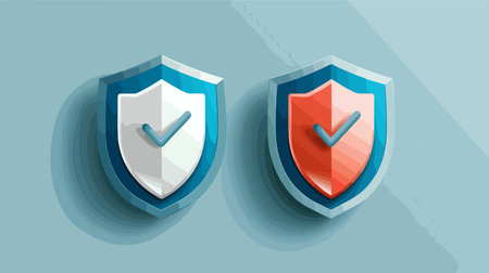 Light Background Shield Icon with Check Mark for Security or Protectionのイラスト素材